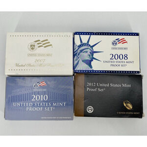 US United States Mint Proof Set, 2007, 2008, 2010, 2012 BOX & COA Uncirculated